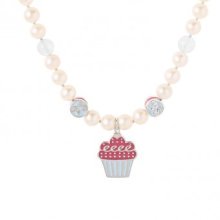 Happy Birthday Pink+Blue Cup Cake - Necklace 